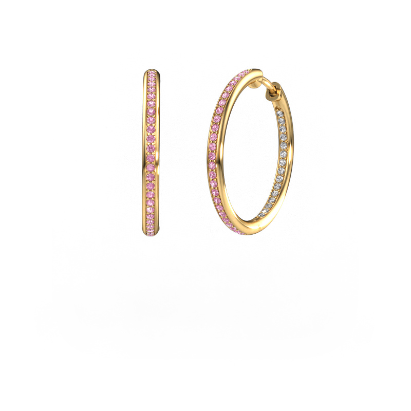 Image of Hoop earrings Sina 20mm 585 gold Pink sapphire 1.1 mm