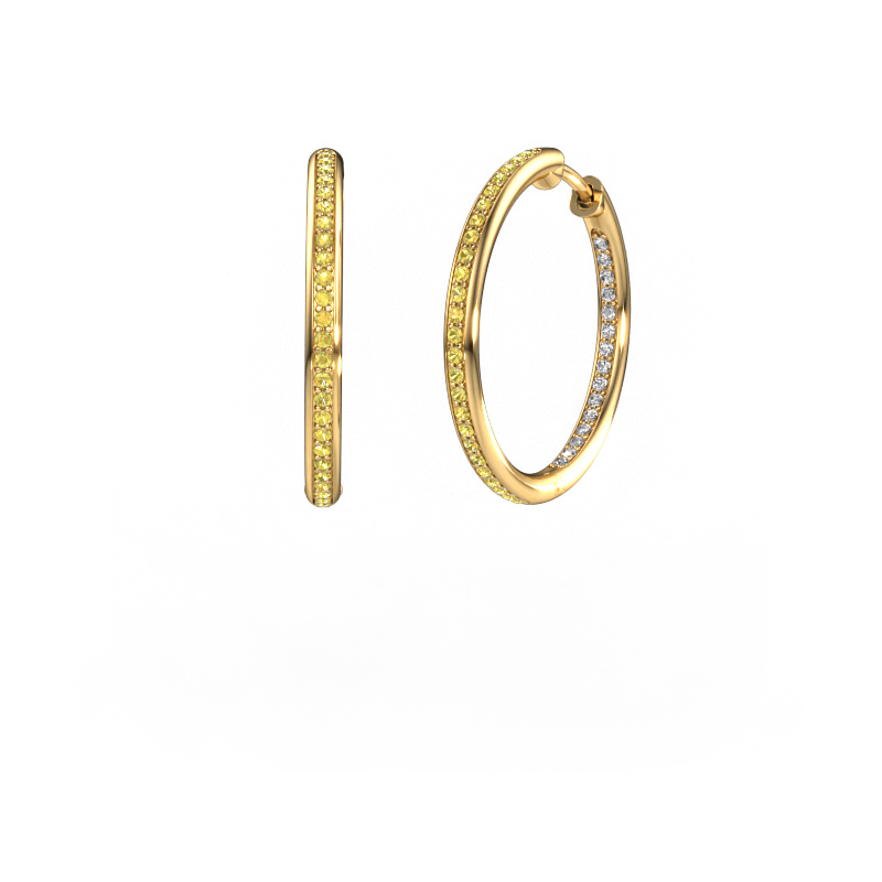 Image of Hoop earrings Sina 20mm 585 gold Yellow sapphire 1.1 mm