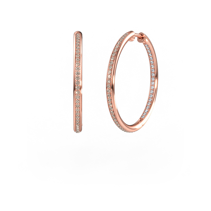 Immagine di Orecchini a cerchio sina 25mm 585 oro rosa Diamante marrone 0.71 crt