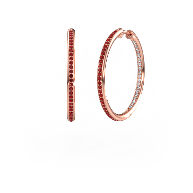 Immagine di Orecchini a cerchio sina 25mm 585 oro rosa Rubino 1.1 mm