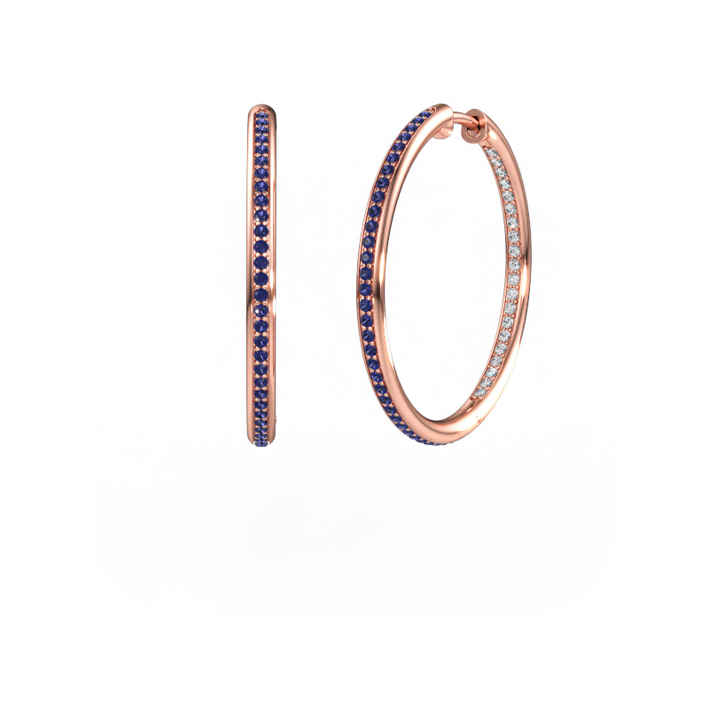 Immagine di Orecchini a cerchio sina 25mm 585 oro rosa Zaffiro 1.1 mm