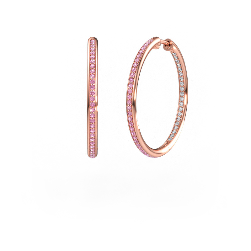 Immagine di Orecchini a cerchio sina 25mm 585 oro rosa Zaffiro rosa 1.1 mm