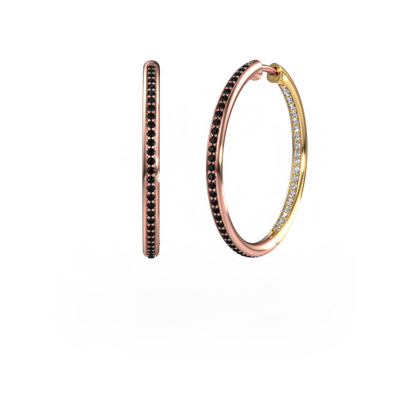 Image of Hoop earrings sina 25mm 585 rose gold Black diamond 0.796 crt