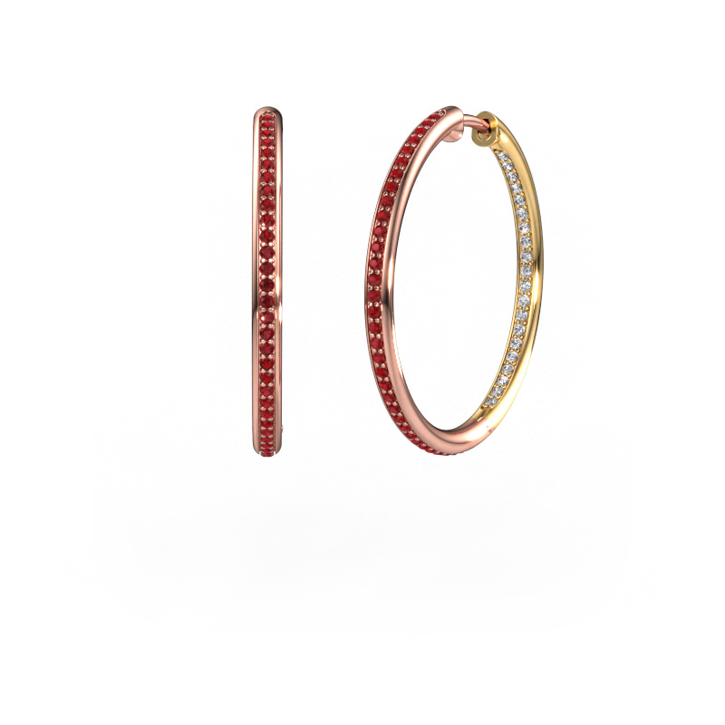 Image of Hoop earrings sina 25mm 585 rose gold Ruby 1.1 mm