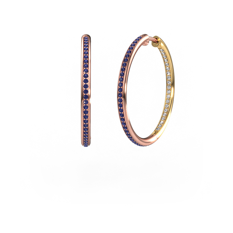 Image of Hoop earrings sina 25mm 585 rose gold Sapphire 1.1 mm