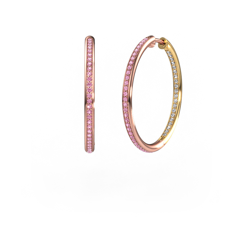 Image of Hoop earrings sina 25mm 585 rose gold Pink sapphire 1.1 mm