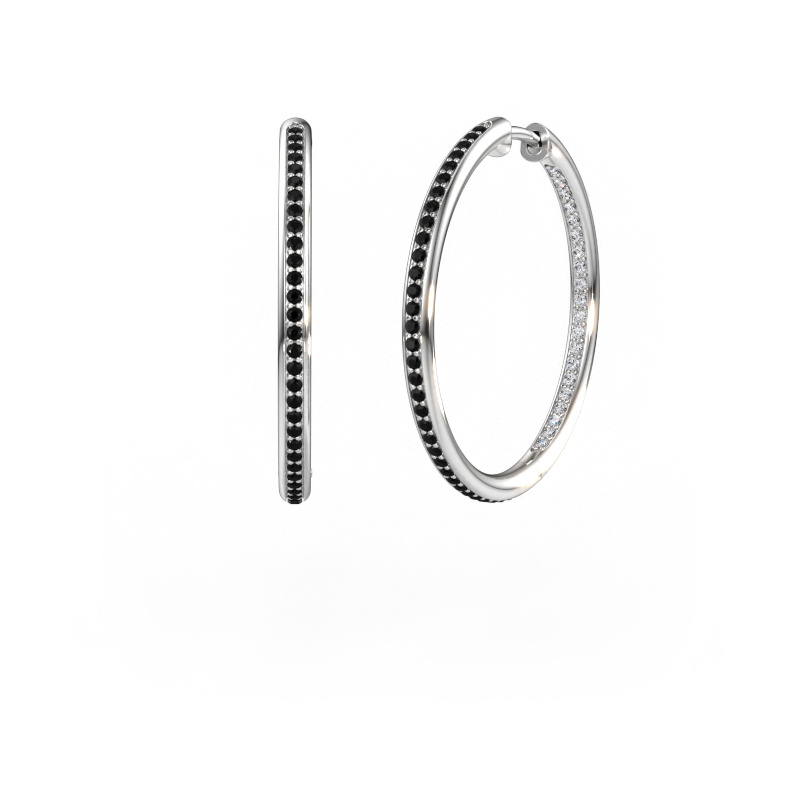 Bild av Creolörhängen sina 25mm 585 vitt guld Svart diamant 0.796 crt