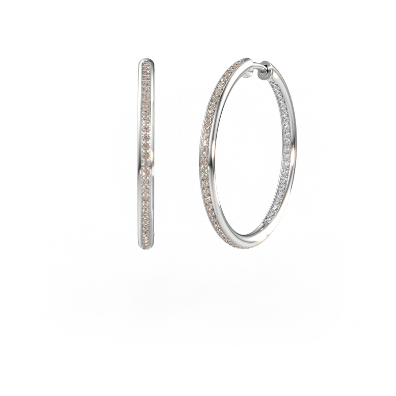 Bild av Creolörhängen sina 25mm 585 vitt guld Brun diamant 0.71 crt