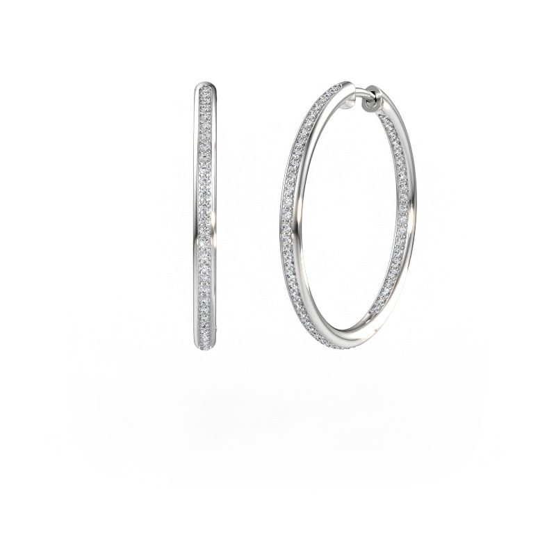 Bild av Creolörhängen sina 25mm 585 vitt guld Diamant 0.71 crt