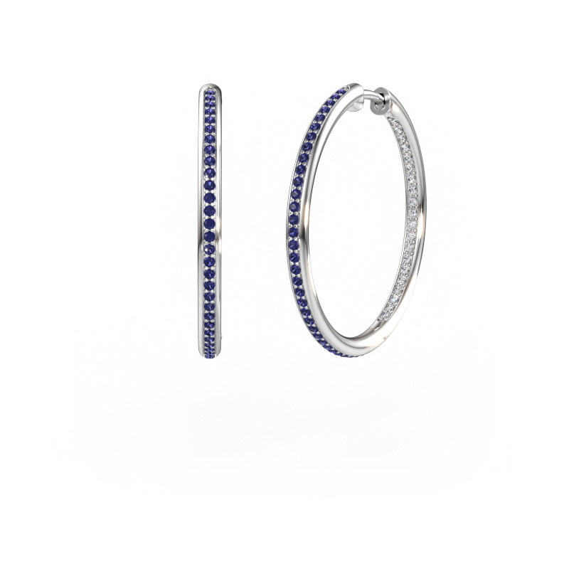 Immagine di Orecchini a cerchio sina 25mm 585 oro bianco Zaffiro 1.1 mm