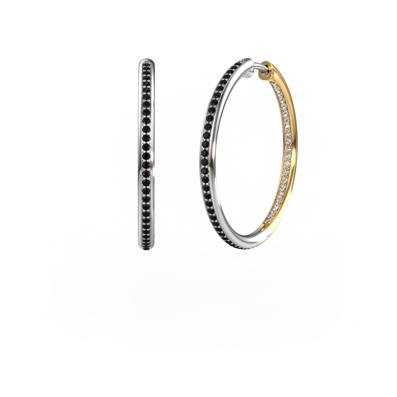 Image of Hoop earrings sina 25mm 585 white gold Black diamond 0.796 crt