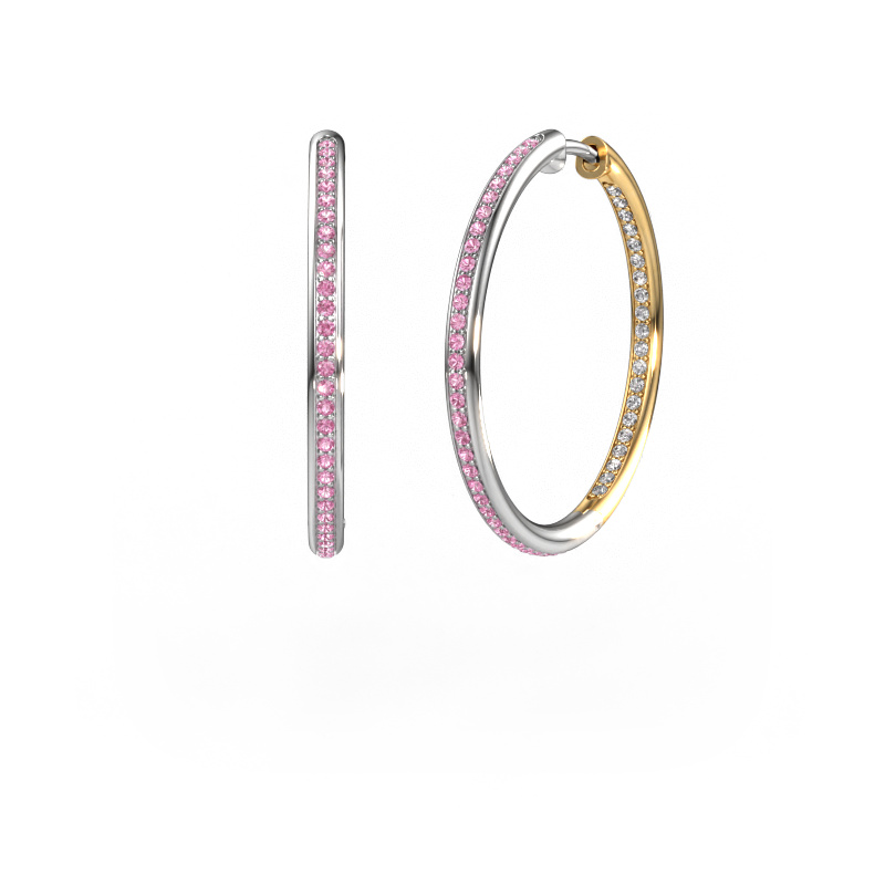 Bild von Creole sina 25mm 585 Weißgold Pink Saphir 1.1 mm