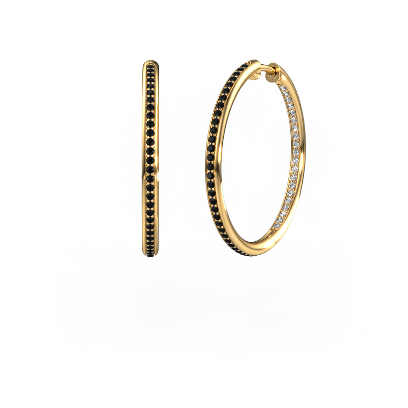 Image de Créoles sina 25mm 585 or jaune Diamant noir 0.796 crt