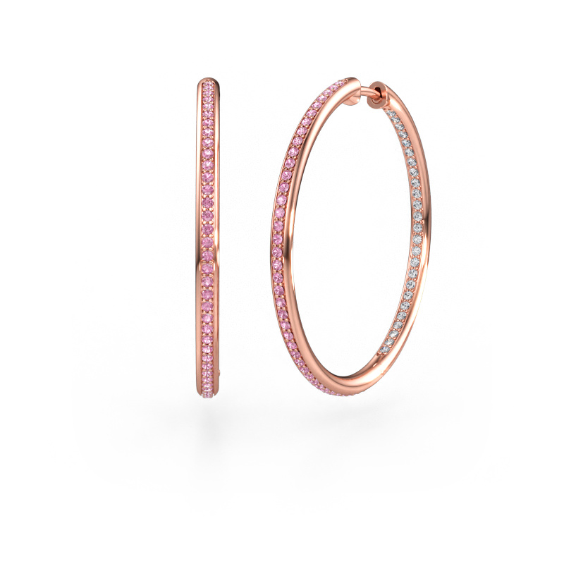 Immagine di Orecchini a cerchio Sina 30mm 585 oro rosa Zaffiro rosa 1.1 mm