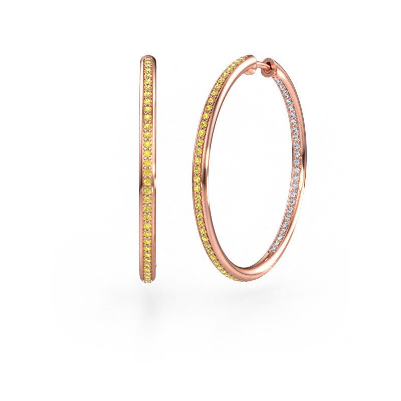 Image of Hoop earrings Sina 30mm 585 rose gold Yellow sapphire 1.1 mm