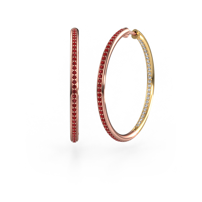 Afbeelding van Creolen Sina 30mm 585 rosé goud Robijn 1.1 mm