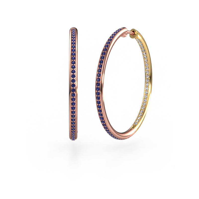 Afbeelding van Creolen Sina 30mm 585 rosé goud Saffier 1.1 mm