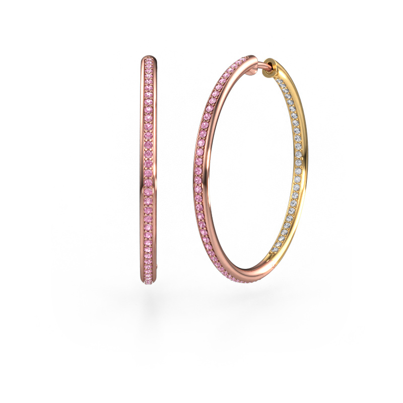 Image of Hoop earrings Sina 30mm 585 rose gold Pink sapphire 1.1 mm