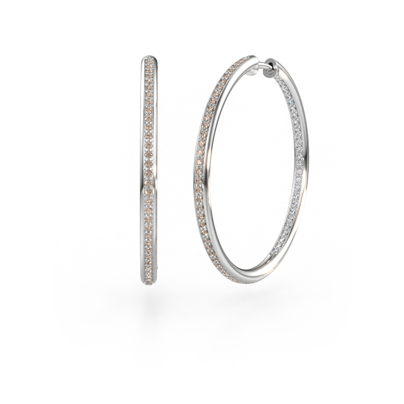 Immagine di Orecchini a cerchio Sina 30mm 585 oro bianco Diamante marrone 0.858 crt