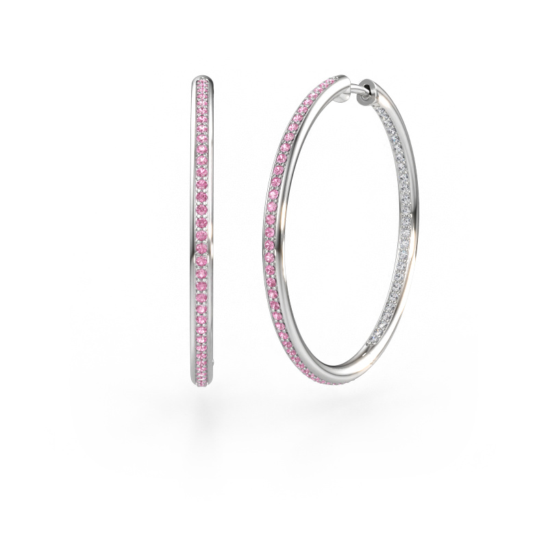 Immagine di Orecchini a cerchio Sina 30mm 585 oro bianco Zaffiro rosa 1.1 mm