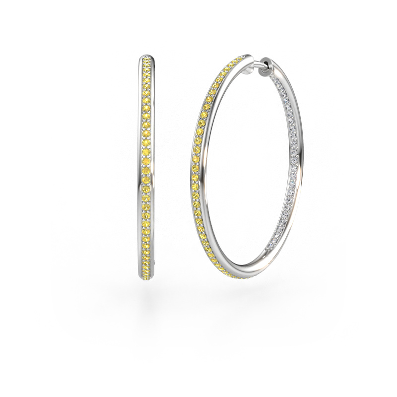 Immagine di Orecchini a cerchio Sina 30mm 585 oro bianco Zaffiro giallo 1.1 mm