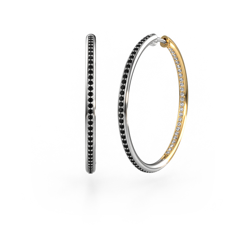 Image of Hoop earrings Sina 30mm 585 white gold Black diamond 0.959 crt