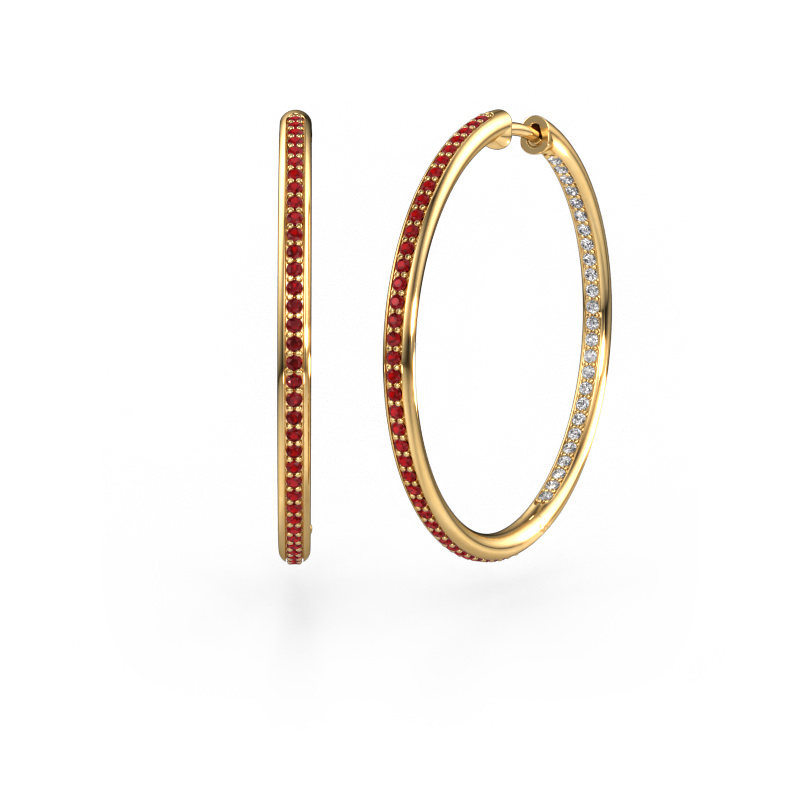 Image of Hoop earrings Sina 30mm 585 gold Ruby 1.1 mm