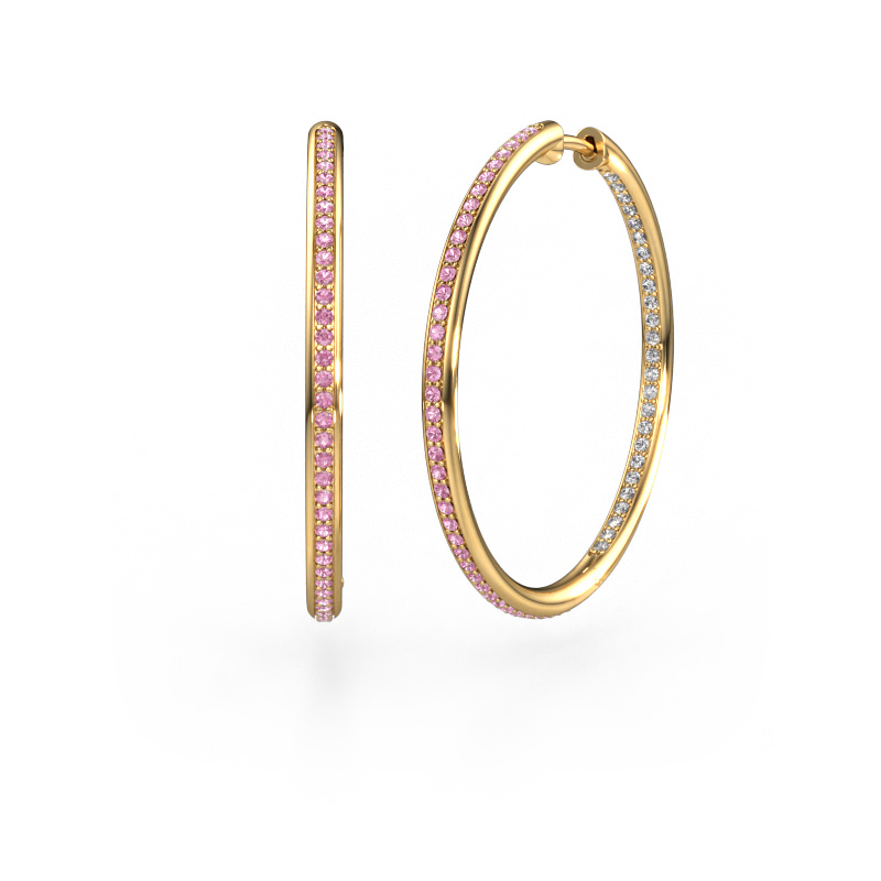 Image of Hoop earrings Sina 30mm 585 gold Pink sapphire 1.1 mm