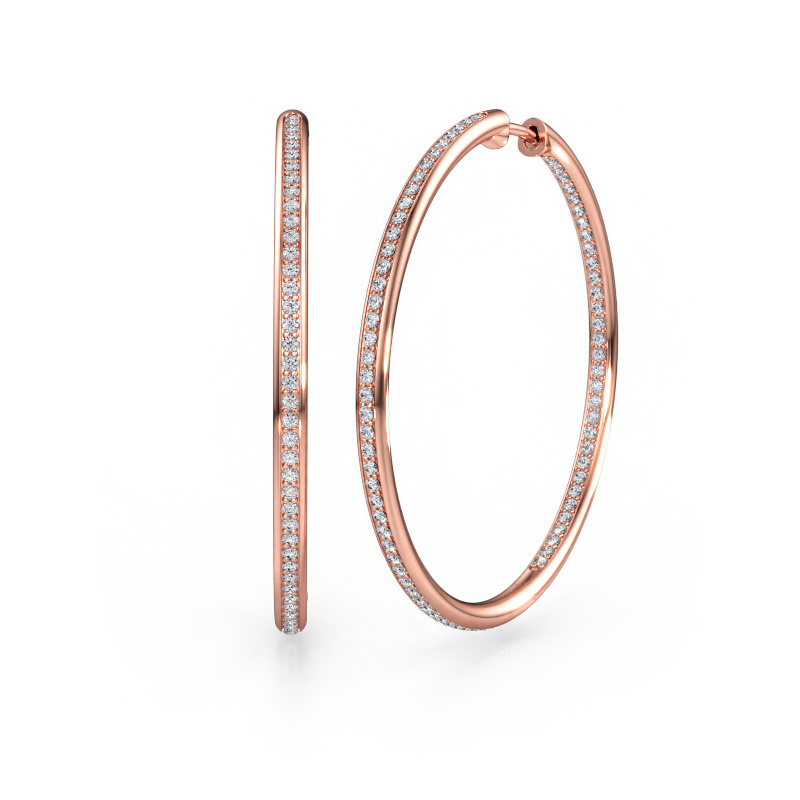 Immagine di Orecchini a cerchio Sina 35mm 585 oro rosa Diamante lab grown 1.018 crt