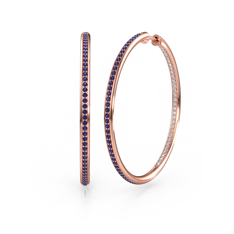 Image of Hoop earrings Sina 35mm 585 rose gold Sapphire 1.1 mm