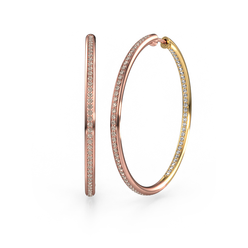 Image de Créoles Sina 35mm 585 or rose Diamant brun 1.018 crt