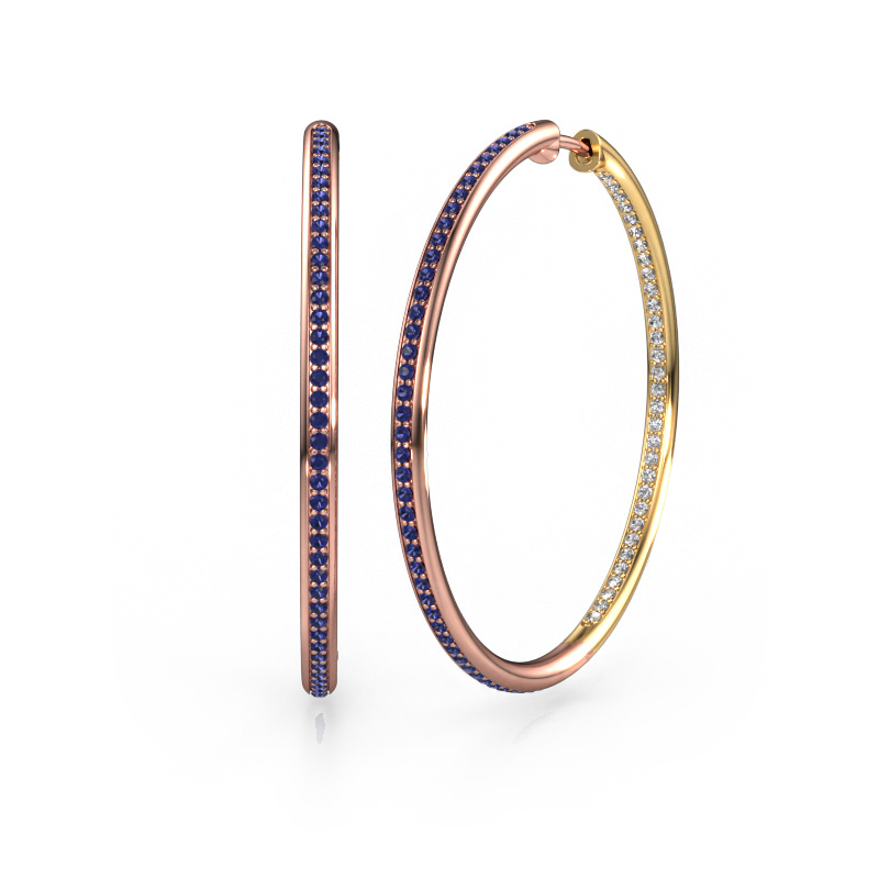 Afbeelding van Creolen Sina 35mm 585 rosé goud Saffier 1.1 mm