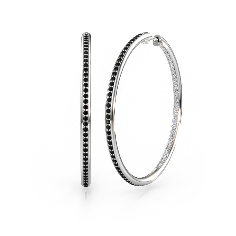 Immagine di Orecchini a cerchio Sina 35mm 585 oro bianco Diamante nero 1.135 crt