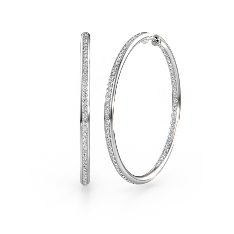 Immagine di Orecchini a cerchio Sina 35mm 585 oro bianco Diamante lab grown 1.018 crt