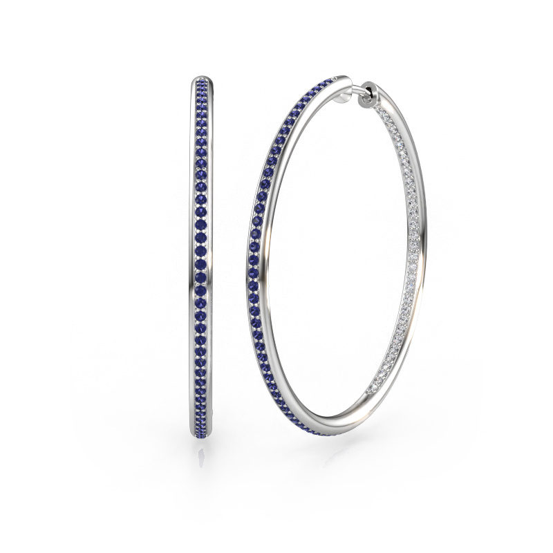 Image of Hoop earrings Sina 35mm 585 white gold Sapphire 1.1 mm