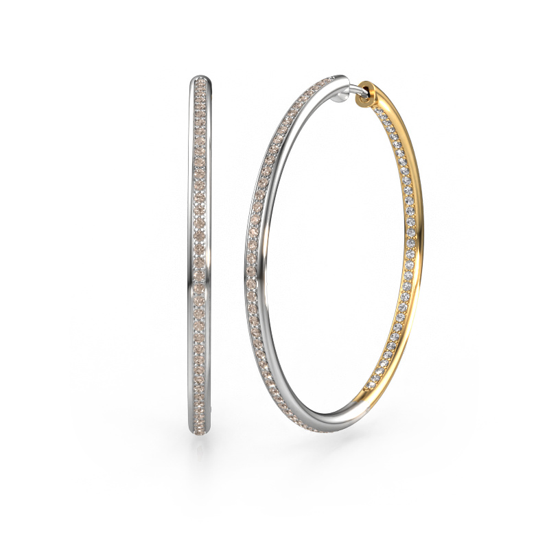 Image of Hoop earrings Sina 35mm 585 white gold Brown diamond 1.018 crt
