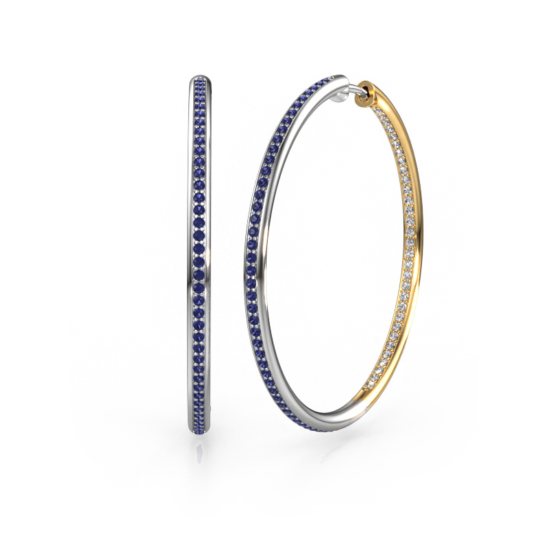 Image of Hoop earrings Sina 35mm 585 white gold Sapphire 1.1 mm
