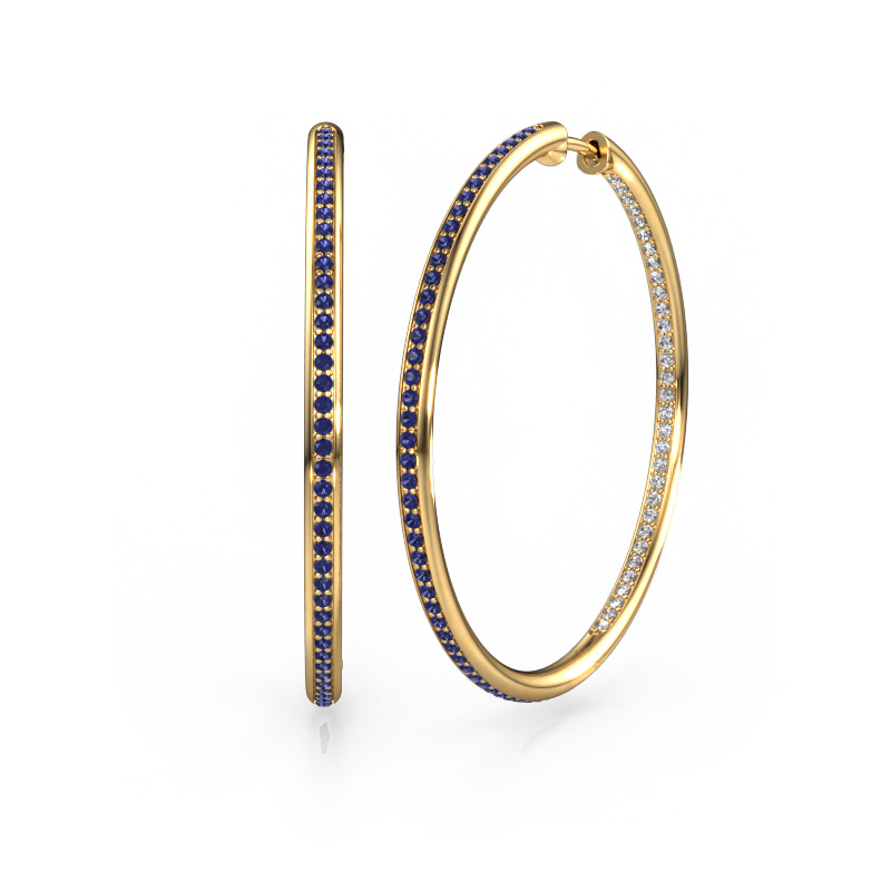 Image of Hoop earrings Sina 35mm 585 gold Sapphire 1.1 mm