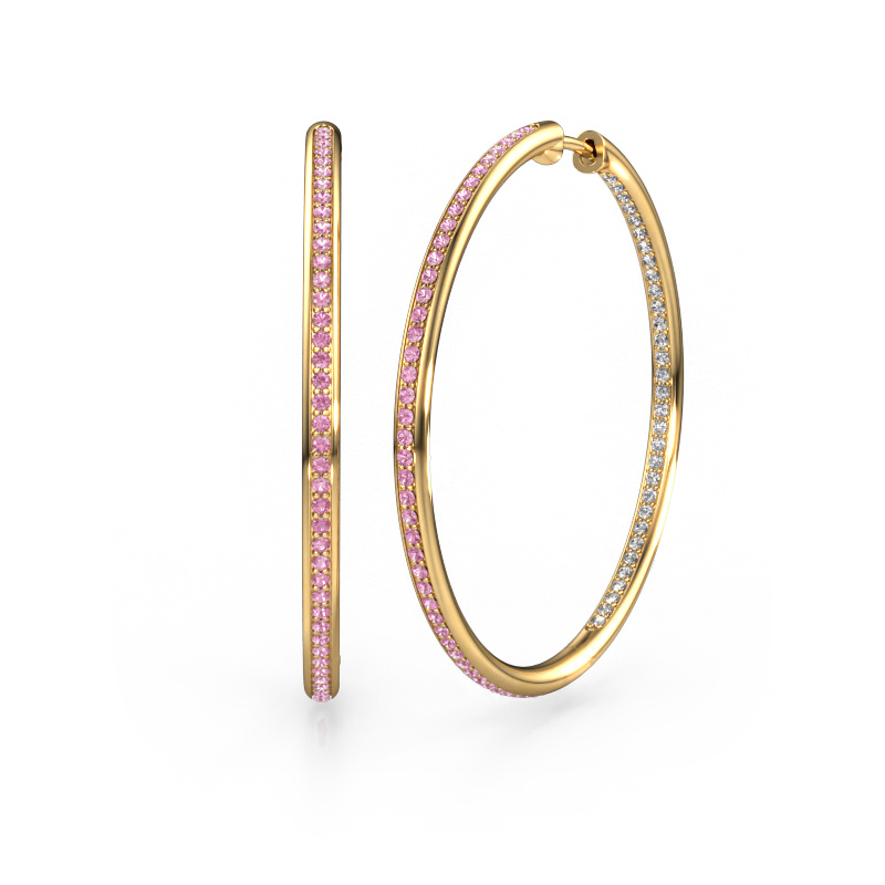 Image of Hoop earrings Sina 35mm 585 gold Pink sapphire 1.1 mm