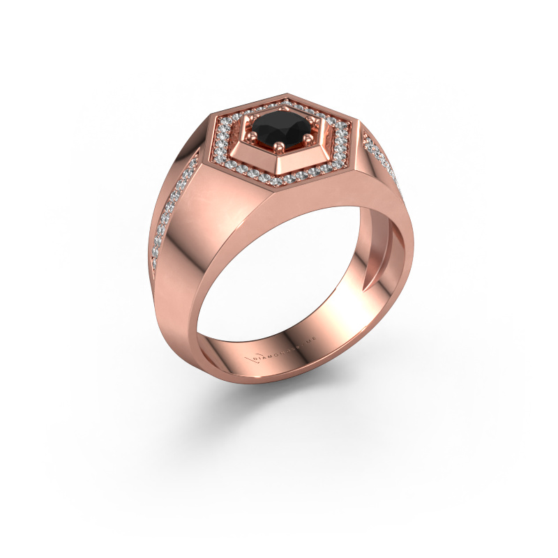 Image of Men's ring Sjoerd 585 rose gold Black diamond 0.81 crt