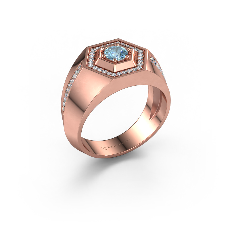 Image of Men's ring Sjoerd 585 rose gold Blue lab grown diamond 4.7 mm