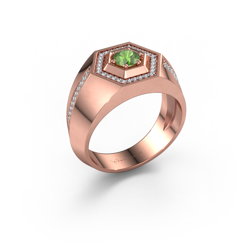 Image of Men's ring Sjoerd 585 rose gold Tourmaline green 4.7 mm