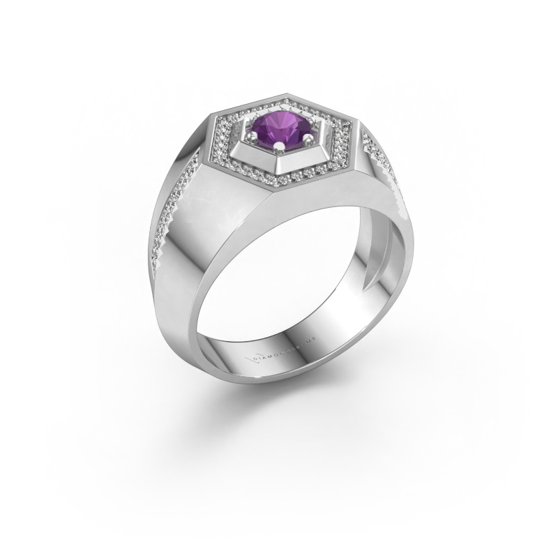 Image of Men's ring Sjoerd 950 platinum Amethyst 4.7 mm