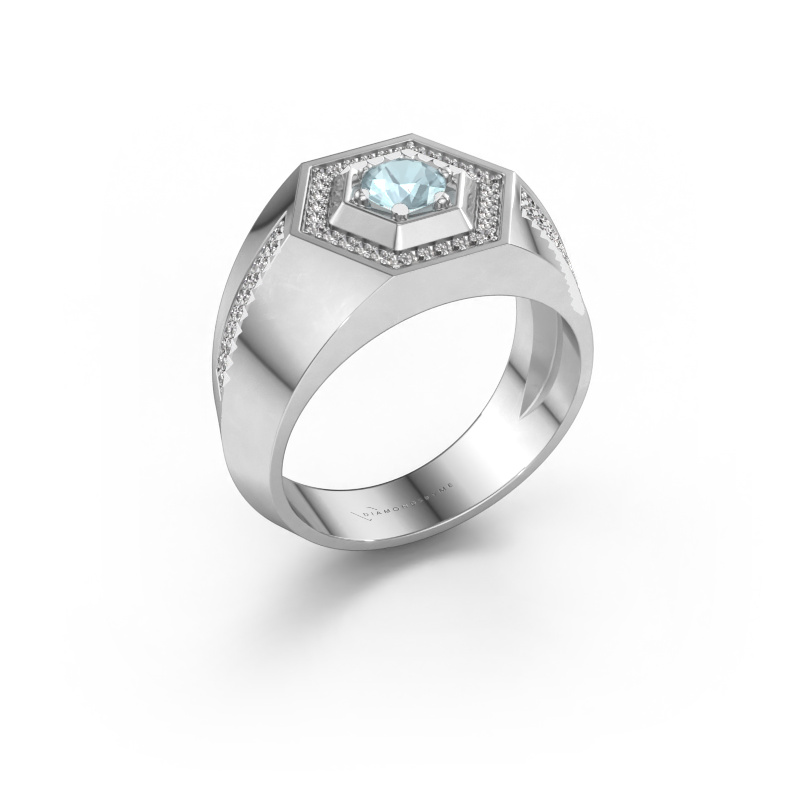 Image of Men's ring Sjoerd 950 platinum Aquamarine 4.7 mm