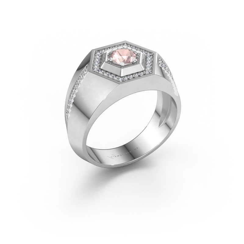 Image of Men's ring Sjoerd 585 white gold Morganite champagne 4.7 mm