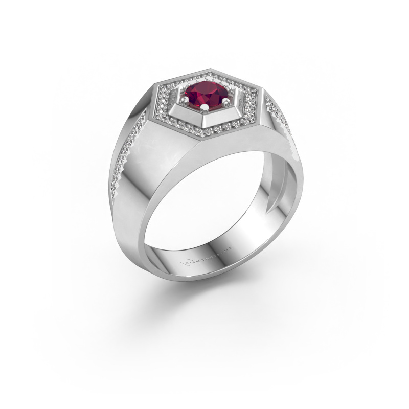 Image of Men's ring Sjoerd 585 white gold Rhodolite 4.7 mm