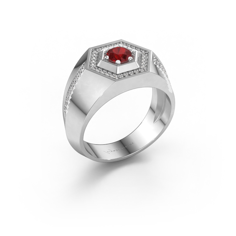 Image of Men's ring Sjoerd 585 white gold Ruby 4.7 mm