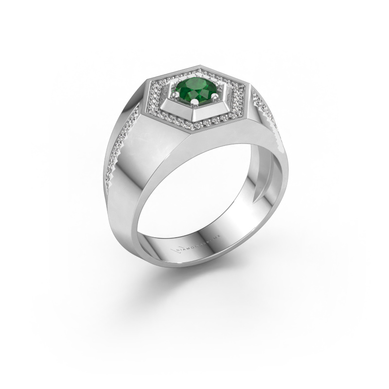 Image of Men's ring Sjoerd 950 platinum Emerald 4.7 mm
