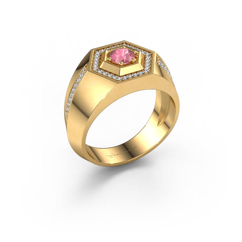 Image of Men's ring Sjoerd 585 gold Tourmaline pink 4.7 mm