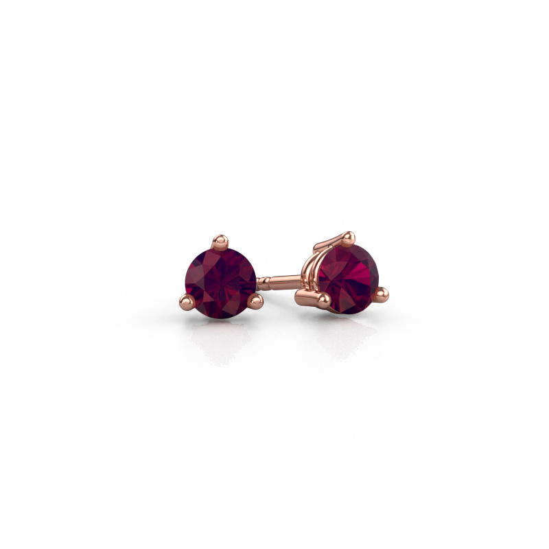 Image of Stud earrings Somer 585 rose gold Rhodolite 4.7 mm